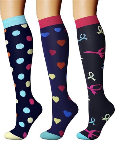 Size-S/M, CHARMKING Compression Socks for Women & Men Circulation (3 Pairs)