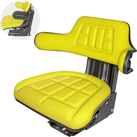 Universal Tractor Seat with Adjustable Suspension, Compatible with John Deere, F