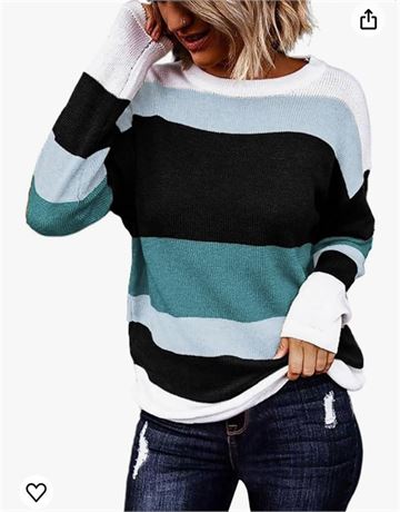 FEKOAFE Womens 2024 Fall Cute Sweaters Color Block Long Sleeve Deep V Neck Knit