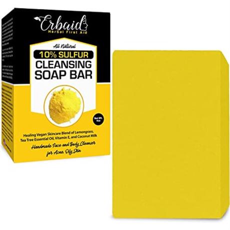 4 OZ- 10% Sulfur Soap Cleansing Bar for Face & Body – All Natural Facial Cleanse