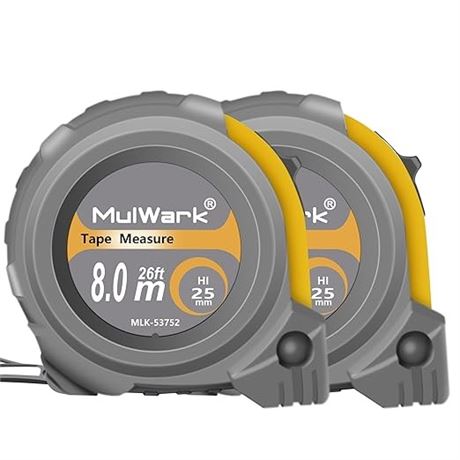 MulWark Pack of 2 26ft Measuring Tape