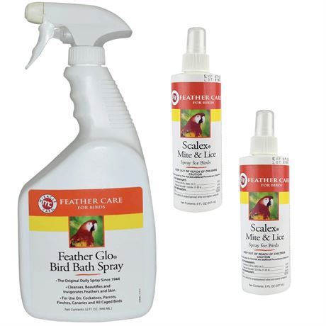 32 fl.oz. /946 ml, Miracle Care Feather Glo Bird Bath Spray & 2 PACK, (8 fl.oz./