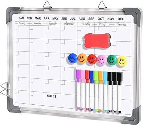 Dry Erase Whiteboard Calendar for Wall, 16" x 12" Magnetic White Board Dry Erase