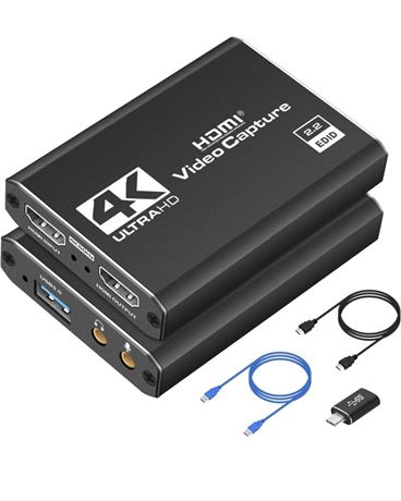 4K HDMI Capture Card for Streaming, Full HD 1080P 60FPS USB Cam Link Game Audio