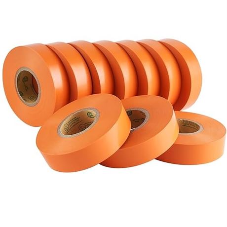 Lichamp 10-Pack Orange Electrical Tape Waterproof, 3/4 in x 66ft, Industrial