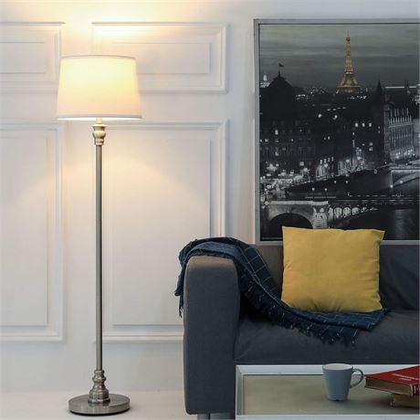 VONLUCE Modern Minimalist Floor Lamp, Contemporary Standing Lamp with Silver Bru