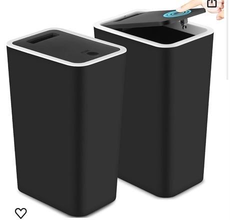 Anzoymx Bathroom Trash Cans with Lids 2 Pack Kitchen Garbage Can 4 Gallons