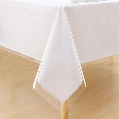 smiry Rectangle Clear Table Cloth 60x84 Inch, Waterproof Wipeable Vinyl Tableclo