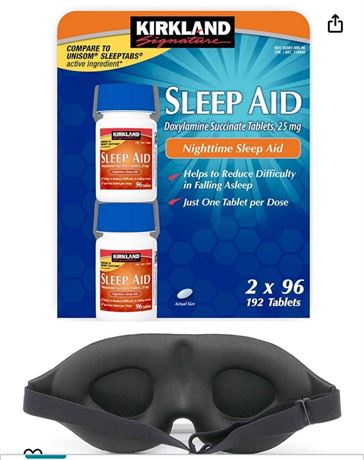 Sleep Aids for Adults - Kirkland Signature Doxylamine Succinate 25 Mg 2 Bottles