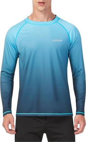 Large EZRUN Mens Sun Protection Swim Shirt Lightweight UV Sun Shirts Quick Dry UPF 50+ Fishing Shirts