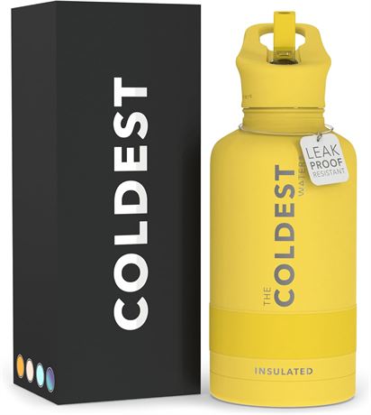 Coldest Sports Water Bottle with Straw Lid Vacuum Insulated Stainless Steel Meta