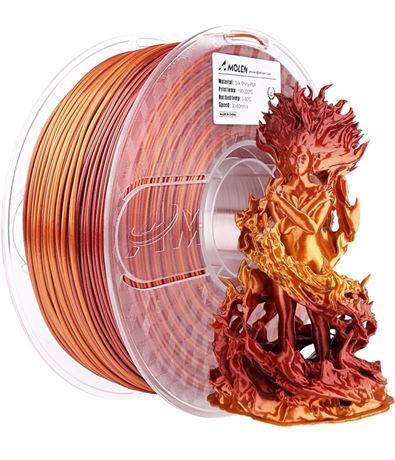 AMOLEN PLA 3D Printing Filament, PLA Filament 1.75mm Silk Shiny Filament Red Gol