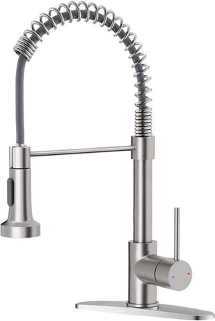 OWOFAN Kitchen Faucet with Pull Down Sprayer Brushed Nickel Stainless Steel Sin