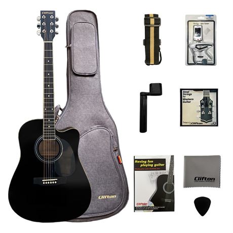 Clifton 41 Inch Acoustic Guitar for Beginner Adult Teenager Full Size Wooden Wes