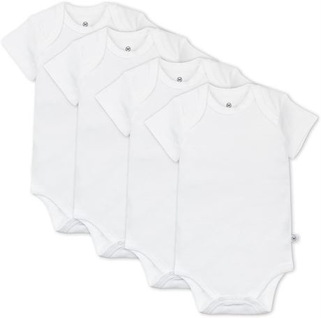 3-6M PACK OF 4 HonestBaby unisex-baby Short Sleeve Bodysuits One-piece