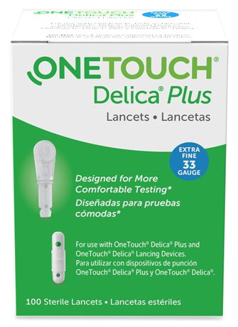 OneTouch Delica Plus Lancets for Diabetes Testing | Extra Fine 33 Gauge Lancets