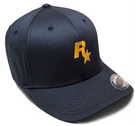 Rockstar Games GTA Video Hat Fitted S/M FLEXFIT AUTHENTIC Blue NEW