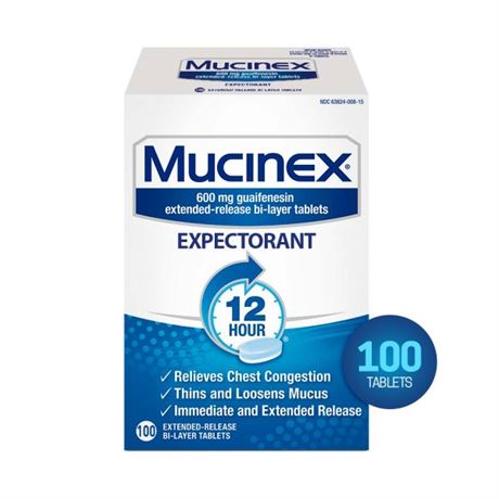 Mucinex 12 hour Chest Congestion Medicine, Chest Congestion Relief, Expectorant,