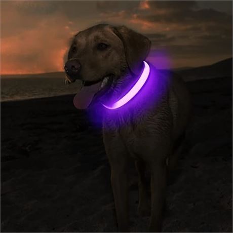 Medium, MASBRILL Light Up Dog Collar, Rechargeable LED Collar Safety Glow up