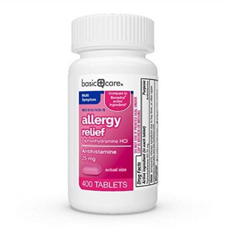 Basic Care Allergy Relief Diphenhydramine Hcl Tablets 400 Count