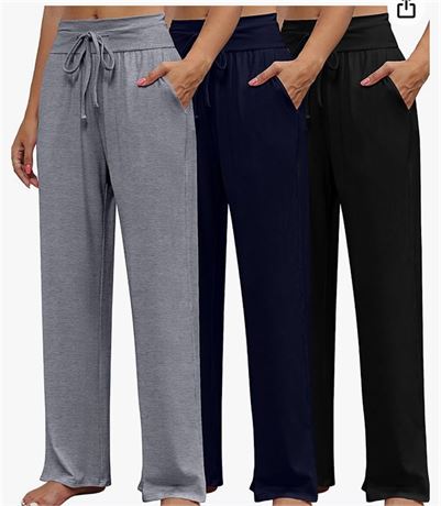 Neer 3 Pack Women's Lounge Pants Wide Leg Yoga Sweatpants with Pockets High Wais