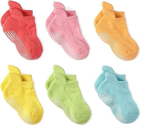 4-7 YRS, LA ACTIVE Non Slip Grip Ankle Boys and Girls Socks with Non Skid