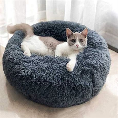 24'' - BODISEINT Modern Soft Plush Round Pet Bed for Cats/Small Dogs