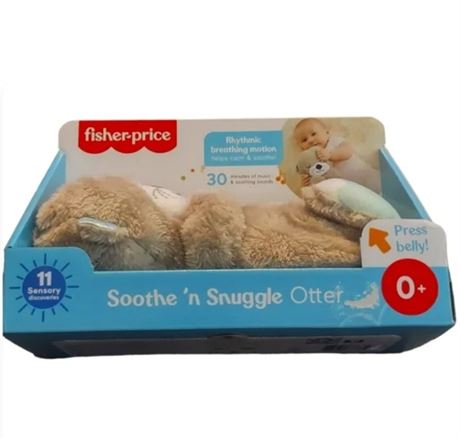 ​Fisher-Price Soothe 'n Snuggle Otter, Portable Plush Baby Toy with Music, Sound