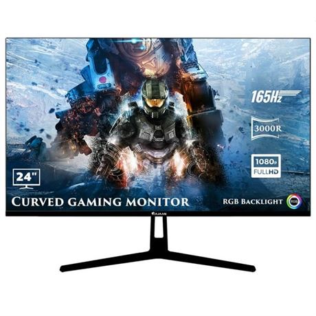 HAJAAN 24” Inch FHD 1080p Curved Gaming Monitor with RGB lighting