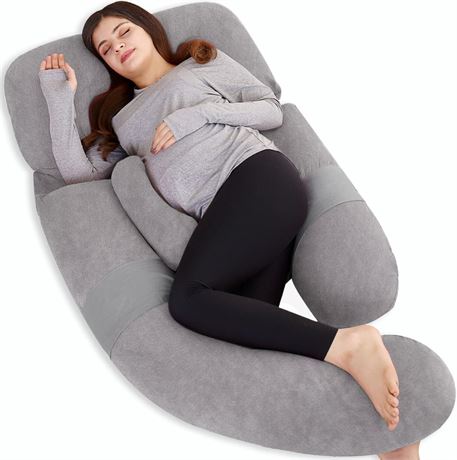 AS AWESLING Pregnancy Pillow, U Shaped Full Body Pillow, Nursing, Support and Ma