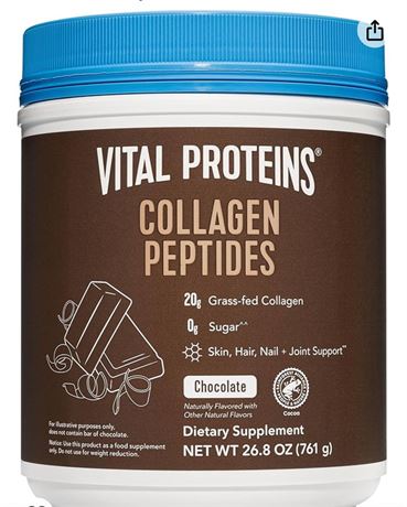 Vital Proteins Chocolate Collagen Powder Supplement (Type I, III) for Skin Hair