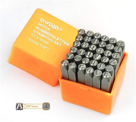 OWDEN Professional 36Pcs. Steel Metal Stamping Tool Set,(1/8”) 3mm,Steel Number