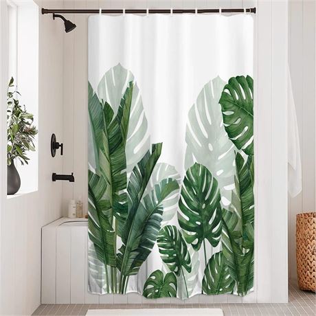Baccessor Tropical Green Plant Shower Curtain Waterproof Washable Fabric Summer