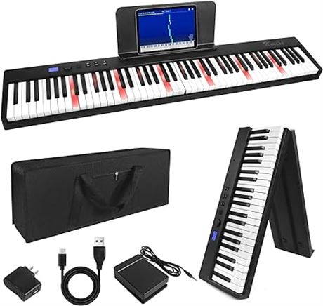 Folding Piano,Kmise Electric Keyboard 88 Keys Semi-Weigh...