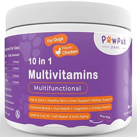 PawPuk Paws Multifunctional Dog Supplements and Vitamins, Silymarin, Green Lippe