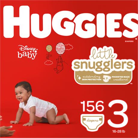 Huggies Little Snugglers Baby Diapers Size 3 156 Ct