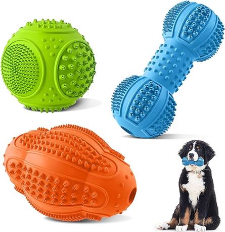 3 Pack- LUKITO Dog Chew Toys for Aggressive Chewers, Multifunctional Teeth Clean