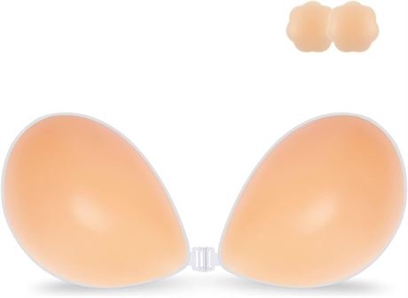 Niidor Adhesive Bra Sticky Strapless Backless Invisible Push up Silicone Bra for Women with Nipple Covers