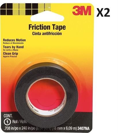 PACK OF 2 3M Friction Tape, 0.708-Inch by 240-Inch, Black, 1 Pack - 3407NA-BA-6