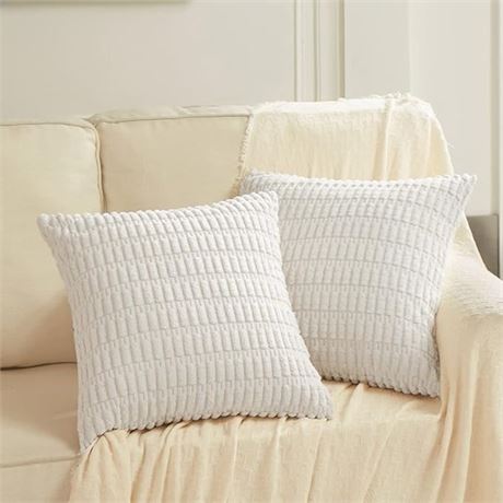 Fancy Homi 2 Packs Pure White Decorative Throw Pillow Covers 18x18 Inch