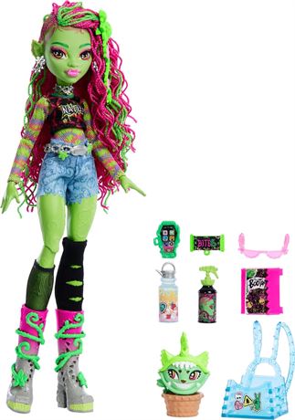 Monster High Venus McFlytrap Doll with Plant Monster Pet Cat Chewlian and Access