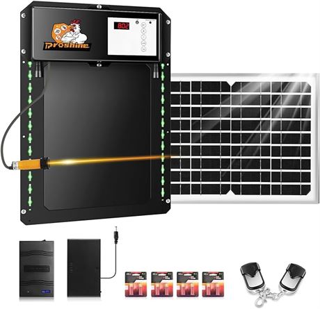 Proshine Automatic Chicken Coop Door, Solar Powered with Light Sensor&Timer, Rem