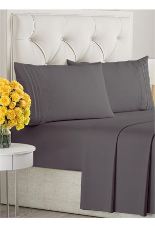 Cal King Size 4 Piece Sheet Set - Comfy Breathable & Cooling Sheets - Hotel Luxu