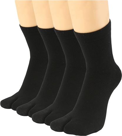 Pack of 4, ONE SIZE- Men's Flip Flop Socks Tabi Split Toe Geta Wicking Cotton