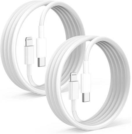 2 pack, Apple Lightning to USB-C 1M Charge & Sync Cable White