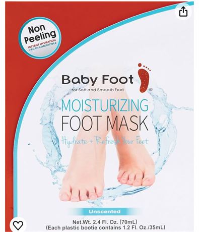 Baby Foot Unscented Non-Peel Moisturing Mask – Hydrate and Refesh Feet in 15-Min