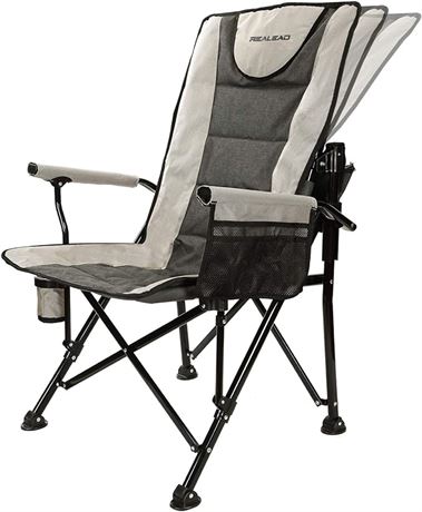 Realead Heavy Duty Camping Chair, Adjustable Folding Chair, Support 400 LBS