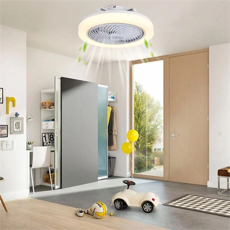 Ceiling Fans with Lights Remote Control, 18” Modern Flush Mount Ceiling Fan with