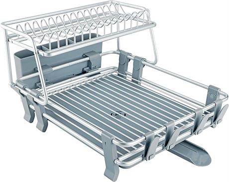17.7x14.2x10.24 in, VENETIO Delux Aluminum Drying Rack 2 Tiers with Removable Di