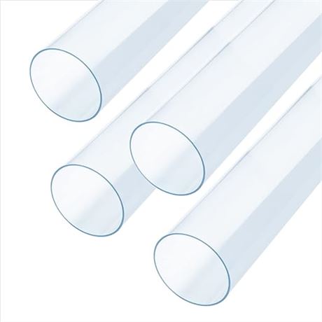 POWERTEC 70272-P4 Clear Pipe, 4-Inch x 36-Inch Long, Rigid Plastic Tubing, 4PACK